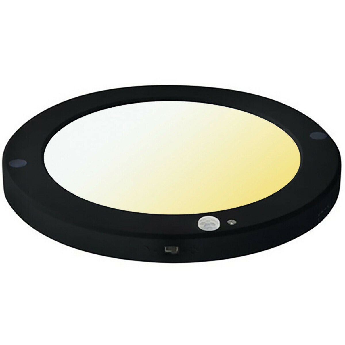 Plafonnier LED avec Détecteur de Mouvement + Interrupteur Crépusculaire -  18W - Couleur de lumière ajustable CCT - Angle de Détection 360° -  Saillie/Encastré - Rond - Noir Mat