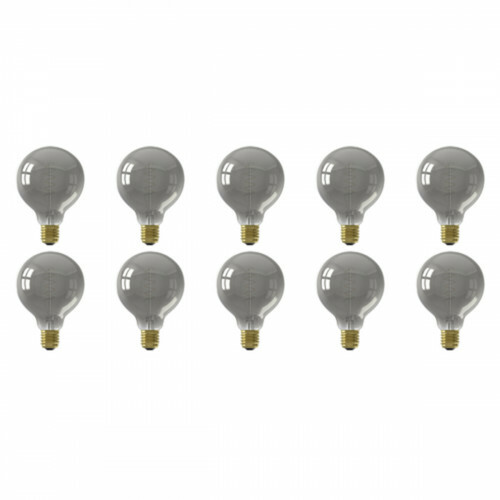 CALEX - Pack de 10 Lampes LED - Globe - Filament G95 - Douille E27 - Dimmable - 4W - Blanc Chaud 2100K - Titane
