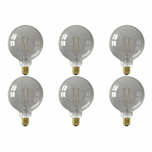 CALEX - Pack de 6 Lampes LED - Globe - LED G125 Intelligente - Douille E27 - Dimmable - 7W - Couleur de lumière ajustable CCT - Gris