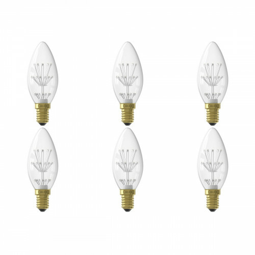 CALEX - Pack de 6 Lampes LED - Lampe à Bougie B35 - Douille E14 - 1W - Blanc Chaud 2100K - Transparent Clair