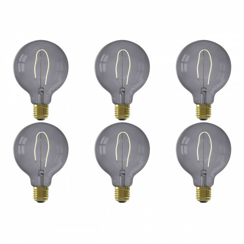CALEX - Pack de 6 Lampes LED - Nora Topaz G95 - Douille E27 - Dimmable - 4W - Blanc Chaud 2200K - Gris