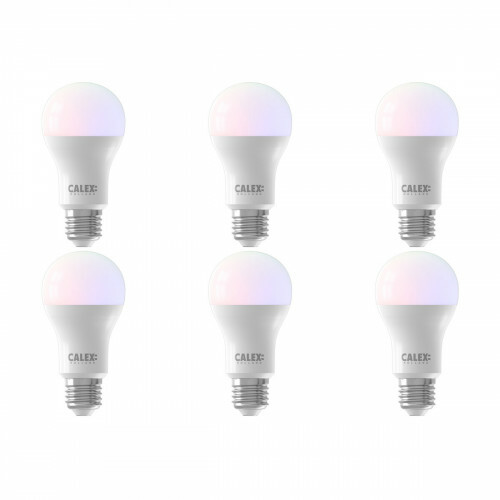 CALEX - Pack de 6 Lampes LED - Smart A60 - Douille E27 - Dimmable - 8.5W - Couleur de lumière ajustable CCT - Mat Blanc