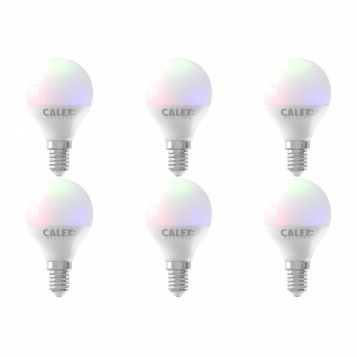 CALEX - Pack de 6 Lampes LED - Ampoule Globe Intelligente - Douille E14 - Dimmable - 5W - Couleur de lumière ajustable CCT - RGB - Mat Blanc