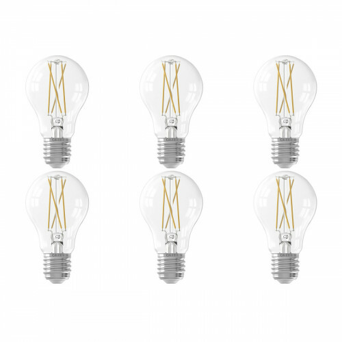 CALEX - Pack de 6 Lampes LED - LED A60 Intelligente - Douille E27 - Dimmable - 7W - Couleur de lumière ajustable CCT - Transparent Clair