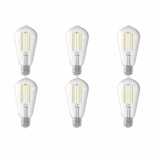 CALEX - Pack de 6 Lampes LED - LED ST64 Intelligente - Douille E27 - Dimmable - 7W - Couleur de lumière ajustable CCT - Transparent Clair