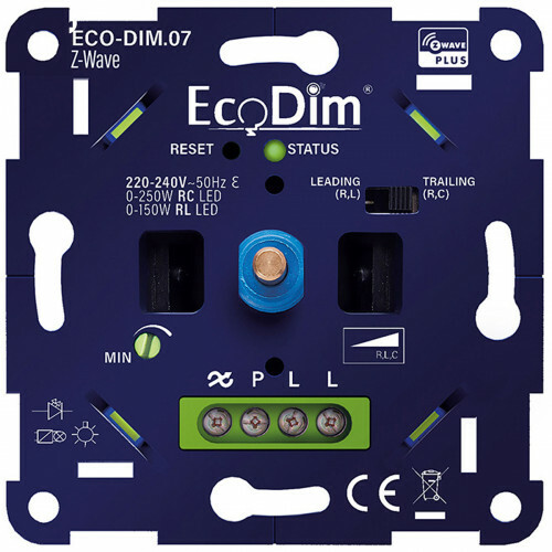 EcoDim - Variateur LED - WiFi Intelligent - ECO-DIM.07 - Variation de Phase en Aval RC - Z-Wave - Encastré - Bouton Simple - 0-200W