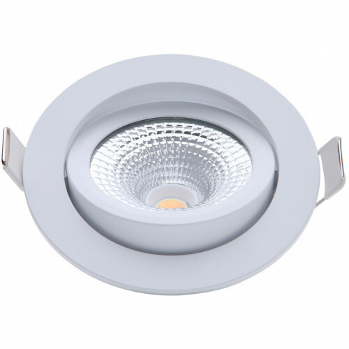 EcoDim - Spot LED - Spot Encastré - ED-10022 - 5W - Étanche IP54 - Dimmable - Dim To Warm - Blanc Chaud 2000K-3000K - Mat Blanc - Aluminium - Rond - Inclinable