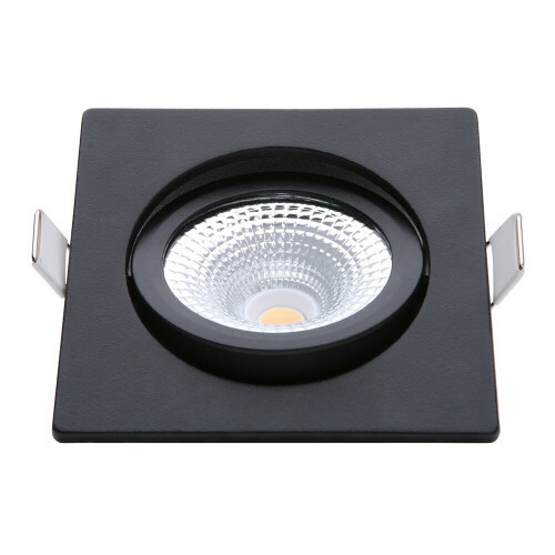 EcoDim - Spot LED - Spot Encastré - ED-10026 - 5W - Étanche IP54 - Dimmable - Dim To Warm - Blanc Chaud 2000K-3000K - Mat Noir - Aluminium - Carré - Inclinable