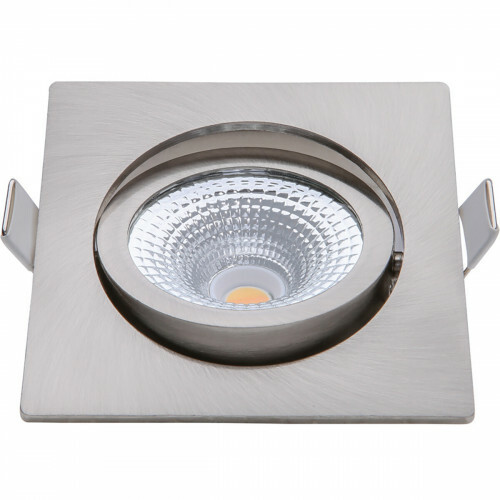 EcoDim - Spot LED - Spot Encastré - ED-10027 - 5W - Étanche IP54 - Dimmable - Dim To Warm - Blanc Chaud 2000K-3000K - Nickel Brossé - Aluminium - Carré - Inclinable