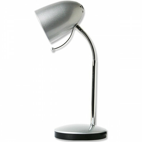 Lampe de bureau LED - Aigi Wony - Douille E27 - Bras Flexible - Rond - Argent Brillant
