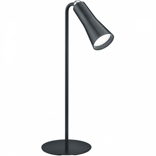 Lampe de bureau LED - Trion Moxi - 2W - Blanc Chaud 3000K - Rechargeable - Rond - Mat Noir - Aluminium