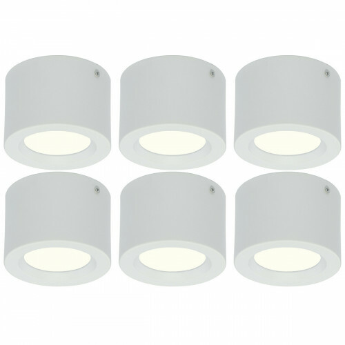 Pack Downlight LED 6 - En Saillie Rond Haut 5W - Blanc Neutre 4200K - Mat Blanc Aluminium - Ø105mm