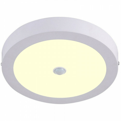 Downlight LED - Facto Dury - Détecteur de Mouvement PIR 360° + Capteurs de Luminosité - 20W - Blanc Chaud 3000K - en Saillie - Rond - Mat Blanc - LEDs OSRAM