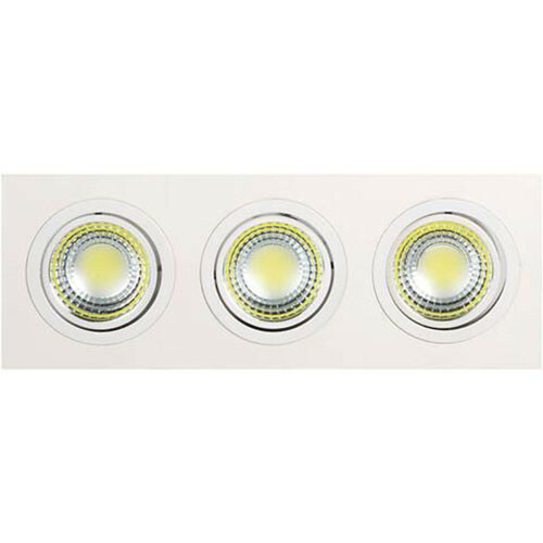 Spot LED - Spot Encastré 3-Lumières - Rectangle 15W - Blanc Froid 6400K - Mat Blanc Aluminium - Inclinable 255x93mm