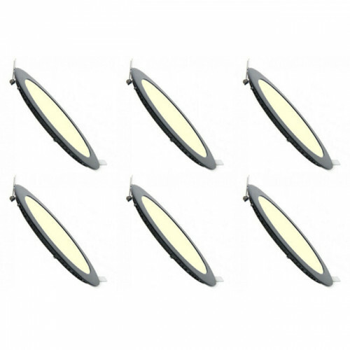 Pack Downlight LED Slim 6 - Rond Encastré 3W - Dimmable - Blanc Chaud 2700K - Mat Noir Aluminium - Ø83mm