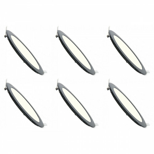 Pack Downlight LED Slim 6 - Rond Encastré 3W - Blanc Neutre 4200K - Mat Noir Aluminium - Ø83mm