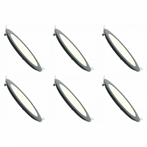 Pack Downlight LED Slim 6 - Rond Encastré 6W - Blanc Neutre 4200K - Mat Noir Aluminium - Ø120mm
