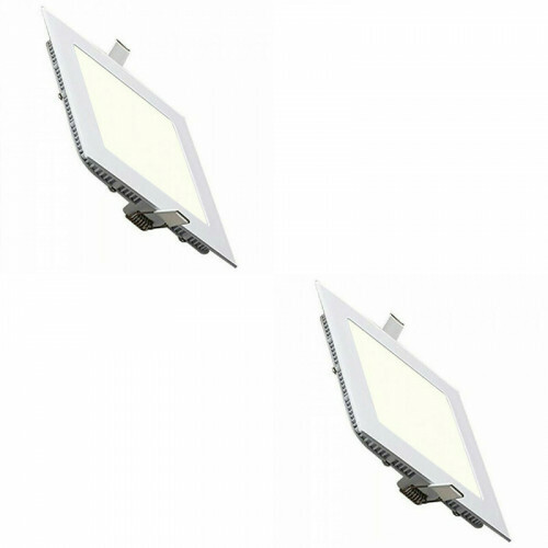 Pack Downlight LED Slim 2 - Carré Encastré 12W - Blanc Neutre 4200K - Mat Blanc Aluminium - 170mm
