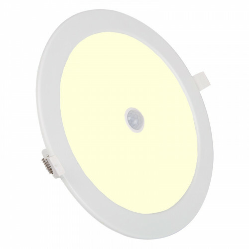 Downlight LED Slim - Aigi - Détecteur de Mouvement PIR 360° - Rond Encastré 24W - Blanc Chaud 3000K - Mat Blanc - Ø240mm