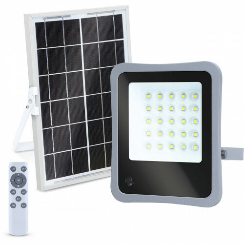 Projecteur LED à énergie solaire - Aigi Florida - Lampe Murale Solaire de Jardin LED - Télécommande - Étanche IP65 - 50W - Blanc Froid 6500K