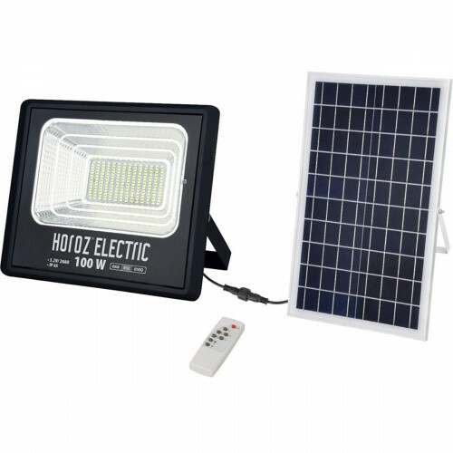 Projecteur LED à énergie solaire - Lampe Murale Solaire de Jardin LED - Togre - 100W - Blanc Froid 6400K - Télécommande - Étanche IP65 - Aluminium