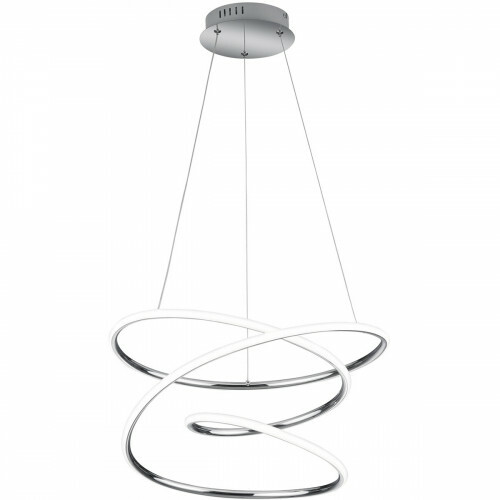 Suspension LED - Luminaire Suspendu - Trion Bilona - 36W - Blanc Neutre 4000K - Dimmable - Rond - Chrome Brillant - Aluminium