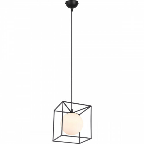 Suspension LED - Luminaire Suspendu - Trion Gebia - Douille E27 - 1-lumière - Carré - Mat Noir - Aluminium