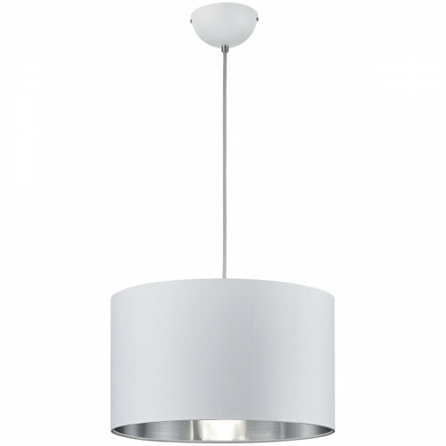 Suspension LED - Luminaire Suspendu - Trion Hostons - Douille E27 - Rond - Mat Blanc - Textile