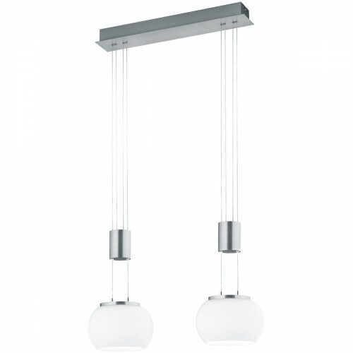 Suspension LED - Luminaire Suspendu - Trion Maliba - 16W - 2-lumières - Blanc Chaud 3000K - Dimmable - Rectangle - Mat Nickel - Aluminium