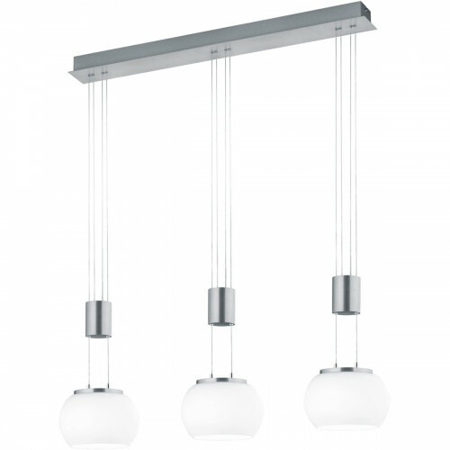 Suspension LED - Luminaire Suspendu - Trion Maliba - 24W - 3-lumières - Blanc Chaud 3000K - Dimmable - Rectangle - Mat Nickel - Aluminium