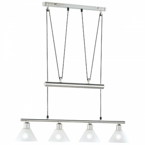 Suspension LED - Luminaire Suspendu - Trion Stomun - Douille E14 - 4-lumières - Rectangle - Mat Nickel - Aluminium