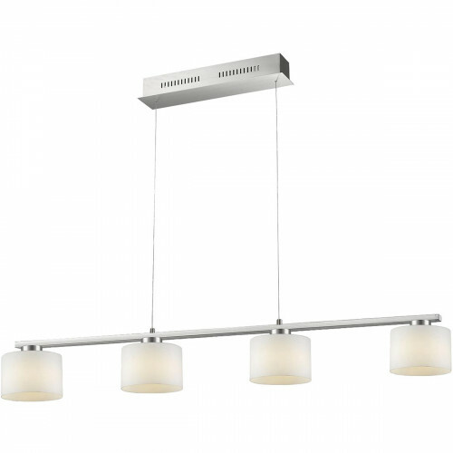 Suspension LED - Trion Alignary - 24W - Blanc Chaud 3000K - 4-lumières - Dimmable - Rectangle - Mat Nickel - Aluminium
