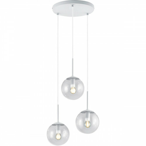 Suspension LED - Trion Balina - Douille E14 - 3-lumières - Rond - Mat Blanc - Aluminium