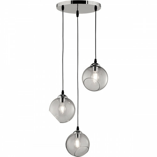 Suspension LED - Trion Klino - Douille E27 - 3-lumières - Rond - Mat Chrome Fumé - Aluminium