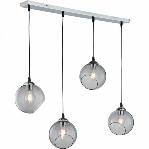 Suspension LED - Trion Klino - Douille E27 - 4-lumières - Rond - Mat Chrome Fumé - Aluminium