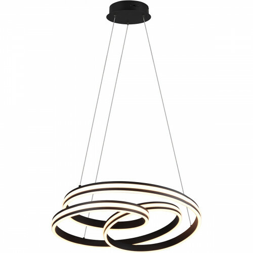 Suspension LED - Trion Yarino - 60W - Couleur de lumière ajustable - Dimmable - Rond - Mat Noir - Aluminium