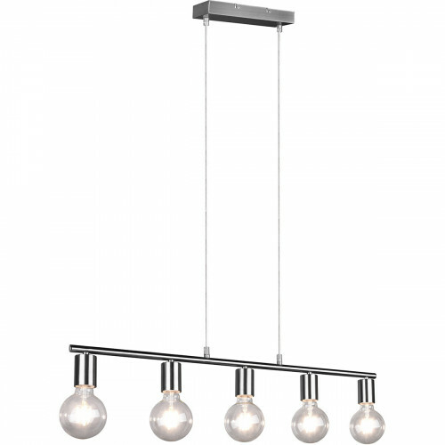 Suspension LED - Trion Zuncka - Douille E27 - 5-lumières - Rectangle - Mat Nickel - Aluminium