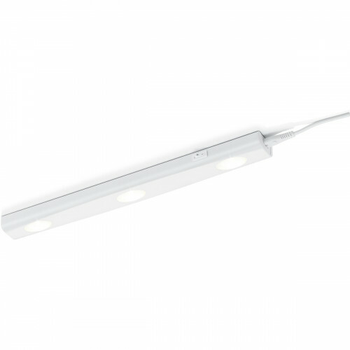 Éclairage sous placard de cuisine LED - Trion Arigany - 3W - Connectable - Blanc Chaud 3000K - 3-lumières - Rectangle - Mat Blanc