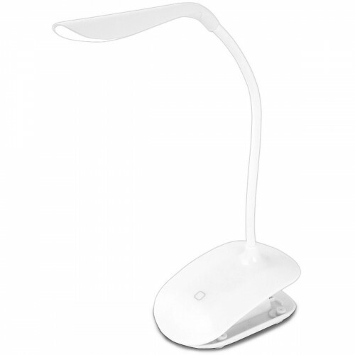 Lampe à Pince LED - Estoza Denib - 3W - Blanc Froid 5500K - Interrupteur Tactile - Dimmable - Bras Flexible - Mat Blanc - Plastique