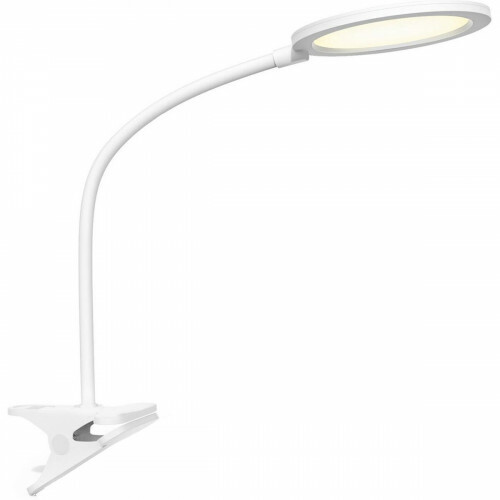 Lampe à Pince LED - Aigi Arona - 7W - Blanc Neutre 4000K - Rond - Mat Blanc - Plastique