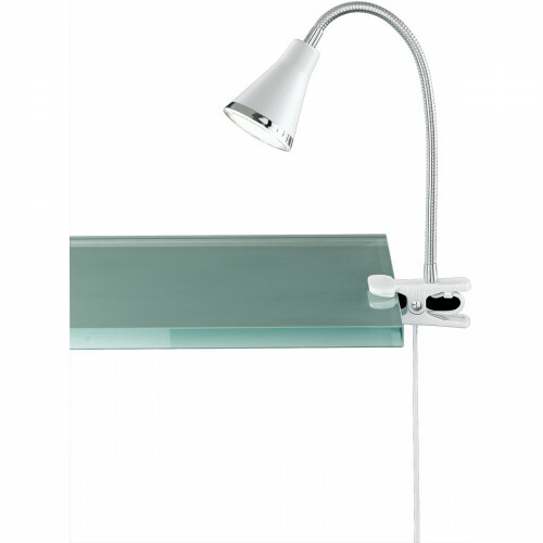 Lampe à Pince LED - Trion Arora - 3W - Blanc Chaud 3000K - Blanc Brillant - Plastique