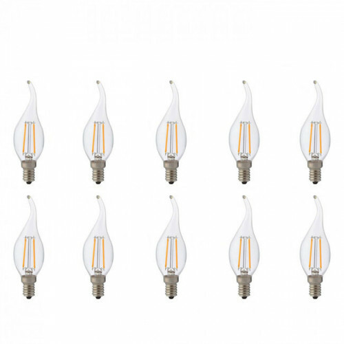 Pack de 10 Lampes LED - Lampe à Bougie - Filament Flame - Douille E14 - 4W - Blanc Neutre 4200K