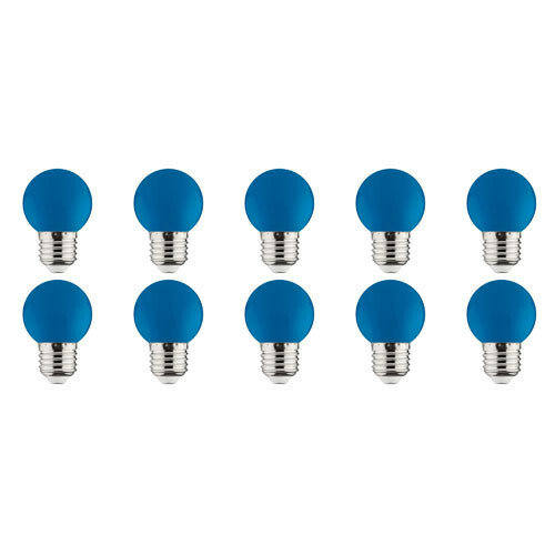 Pack de 10 Lampes LED - Romba - Bleu Coloré - Douille E27 - 1W