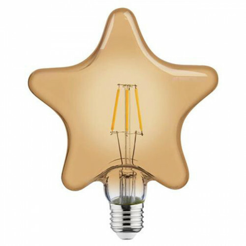Lampe LED - Filament Rustique - Étoile - Douille E27 - 6W - Blanc Chaud 2200K