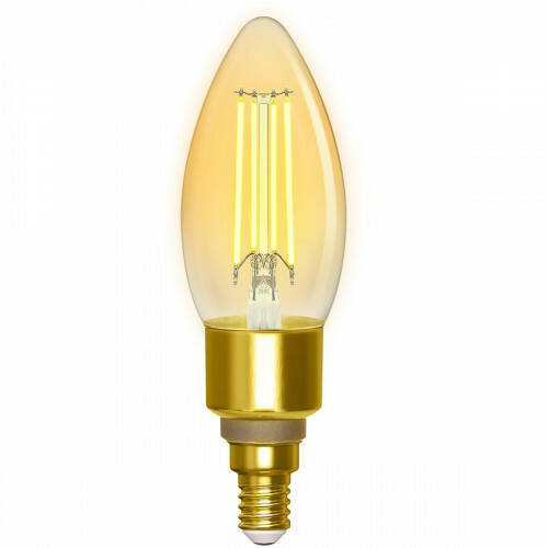 Lampe LED - Filament - LED Intelligente - Aigi Delano - Bulb C35 - 4.5W - Douille E14 - LED Wifi + Bluetooth - Couleur de lumière ajustable - Ambre - Verre