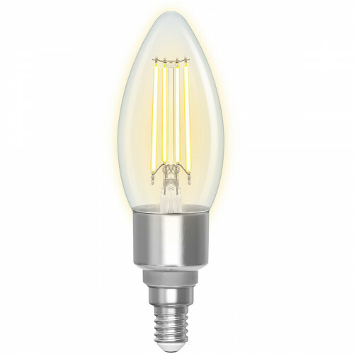 Lampe LED - Filament - LED Intelligente - Aigi Delano - Bulb C35 - 4.5W - Douille E14 - LED Wifi + Bluetooth - Couleur de lumière ajustable - Transparent Clair - Verre