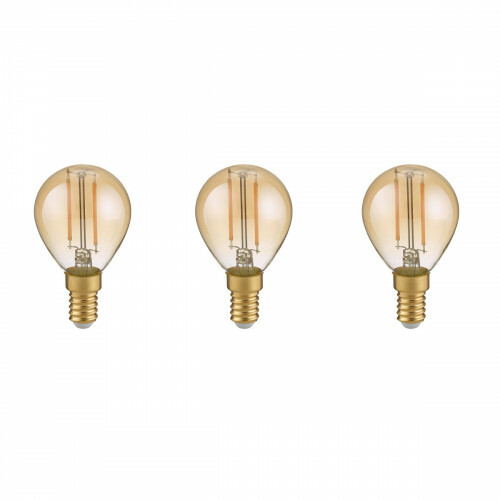 Lampe LED - Filament - Trion Tropin - Set de 3 Pièces - Douille E14 - 2W - Blanc Chaud-2700K - Ambre - Verre