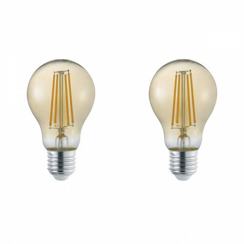 Lampe LED - Trion Lamba - Set de 2 Pièces - Douille E27 - 4W - Blanc Chaud 3000K - Ambre - Verre
