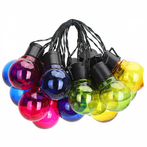 Guirlande lumineuse solaire LED - Capteur Jour/Nuit - Aigi Ligo - 20W - 5.8 Mètres - 20 LED's Multicolores - Étanche IP44 - Noir
