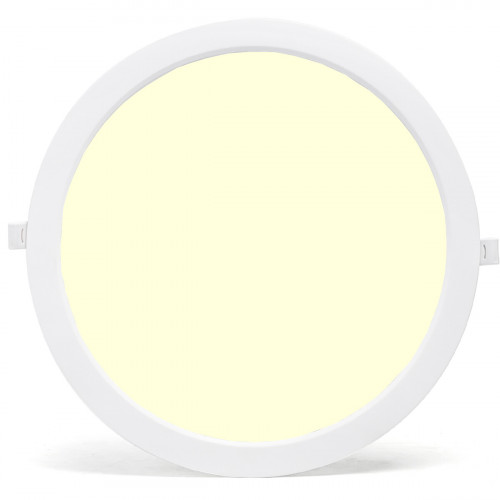 Panneau LED - Downlight - Aigi - Blanc Chaud 3000K - 24W - Ø30 - Encastré - Rond - Blanc - Sans Scintillement